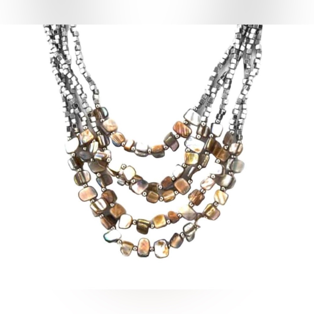 COPY - NWT Paua shell/glass seed beaded multi-strand boho 22" necklace, wrap br… - Picture 4 of 7